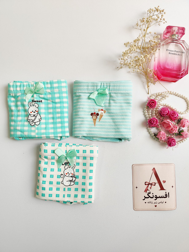 پک شورت نخ پنبه عروسکی فیروزه ای 3XL